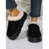 Furry Trim Thick-Soled Cotton Warm Winter Slippers - Noir EU (36-37)