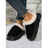 Furry Trim Thick-Soled Cotton Warm Winter Slippers - Noir EU (36-37)