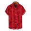 Chemise de Vacances Fleur et Papillon Imprimés Boutonnée Manches Courtes à Col Relevé - Rouge 2XL