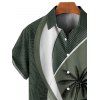 Chemise de Vacances Boutonnée Feuille de Noix de Coco Imprimée à Manches Courtes - Vert clair 5XL