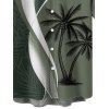 Chemise de Vacances Boutonnée Feuille de Noix de Coco Imprimée à Manches Courtes - Vert clair 5XL