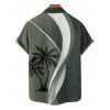 Colorblock Coconut Tree Leaf Print Spaghetti Strap Vacation Dress And Roll Up Sleeve Shirt Matching Outfit - Vert clair S | US 4