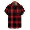 Retro Plaid Print Lace Up Half Zipper Buckle Strap Mini Dress And Short Sleeve Shirt Matching Outfit - Rouge S | US 4