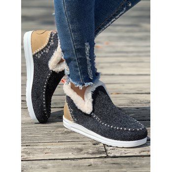 Contrast Winter Slippers Thickened Warm Cozy Snow Boots