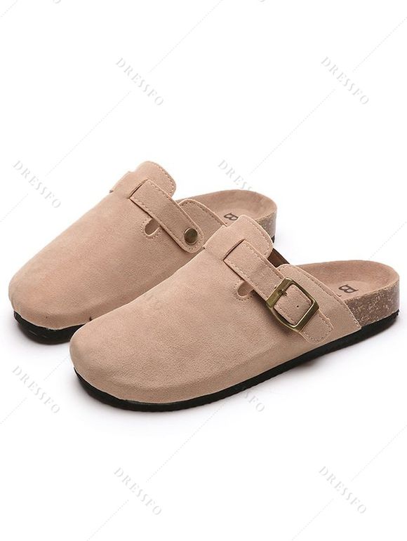 Slip On Summer Mules Round Toe Backless Sandals Casual Lazy Shoes - café lumière EU 36