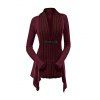 Cable Knit Asymmetrical Cardigan Plain Color Buckle Long Sleeve Cardigan