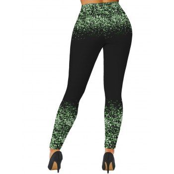 Ombre Print Side Pockets Long High Waist Leggings 