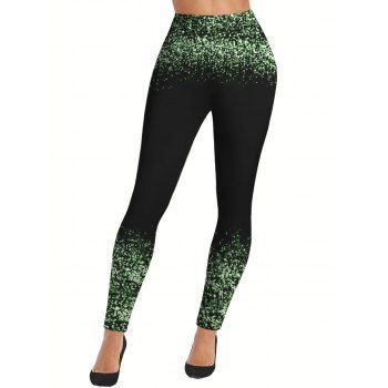 Ombre Print Side Pockets Long High Waist Leggings 