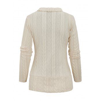 Plaid Print Cable Knit Top Crisscross Crossover Buckle Strap Knitted Top 