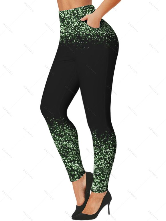 Love Heart Print Long Sleeve V Neck T-shirt And High Waist Leggings Matching Outfit - Noir S | US 4