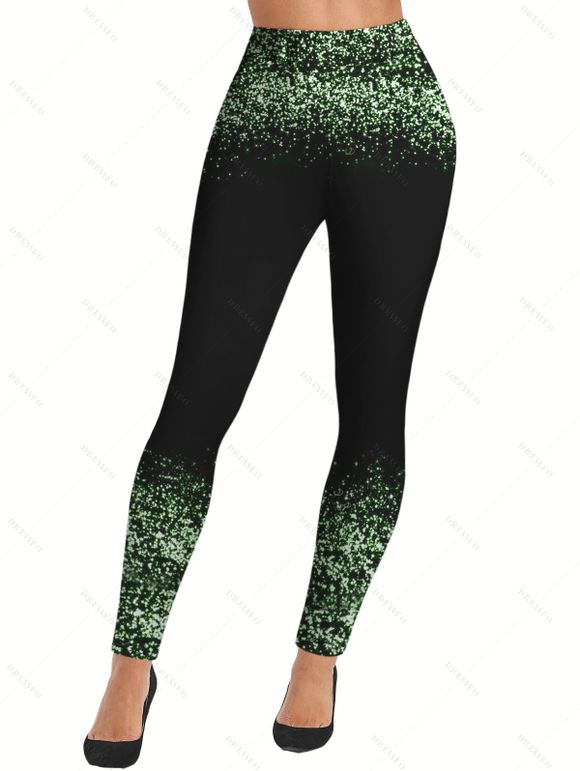 Love Heart Print Long Sleeve V Neck T-shirt And High Waist Leggings Matching Outfit - Noir S | US 4