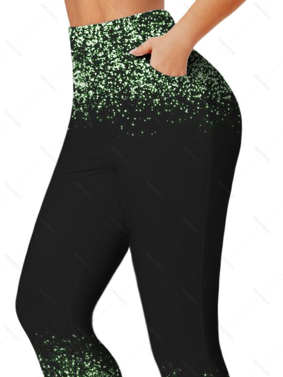 Love Heart Print Long Sleeve V Neck T-shirt And High Waist Leggings Matching Outfit - Noir S | US 4