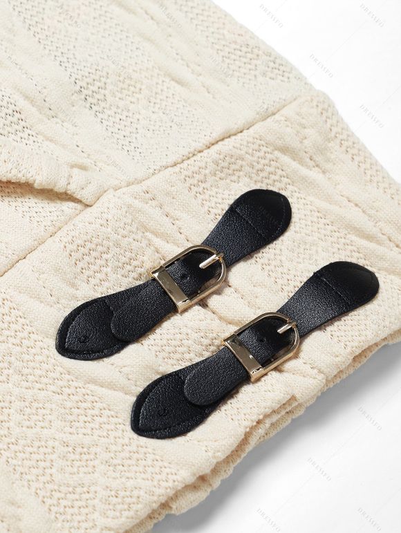 Haut Bouclé Croisé Tricoté à Carreaux Imprimé à Bretelle Bouclée - café lumière XL | US 12