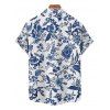 Chemise Porcelaine Imprimée Chinoiserie Boutonnée à Col Relevé - Bleu profond S