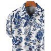 Chemise Porcelaine Imprimée Chinoiserie Boutonnée à Col Relevé - Bleu profond S