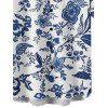 Chemise Porcelaine Imprimée Chinoiserie Boutonnée à Col Relevé - Bleu profond S