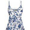 Robe Mini de Vacances en Tissu Imprimé avec Bretelles Spaghetti et Col en V - Bleu profond S | US 4