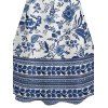 Robe Mini de Vacances en Tissu Imprimé avec Bretelles Spaghetti et Col en V - Bleu profond S | US 4