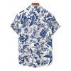 Chinoiserie Porcelain Allover Print V Neck Mini Dress And Short Sleeve Shirt Matching Outfit - Bleu profond S | US 4