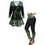 Love Heart Print Long Sleeve V Neck T-shirt And High Waist Leggings Matching Outfit - Noir S | US 4