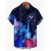 Galaxy Allover Print V Neck Mini Dress And Short Sleeve Shirt Matching Outfit - Bleu profond S | US 4