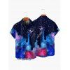 Galaxy Allover Print V Neck Mini Dress And Short Sleeve Shirt Matching Outfit - Bleu profond S | US 4