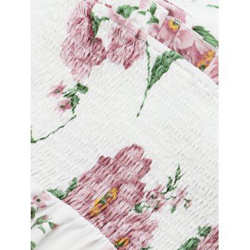 Floral Print Vacation Sundress Garden Party Dress Summer Ruffled Bowknot Mini Dress 