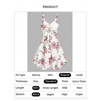 Floral Print Vacation Sundress Garden Party Dress Summer Ruffled Bowknot Mini Dress 