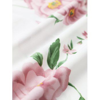 Floral Print Vacation Sundress Garden Party Dress Summer Ruffled Bowknot Mini Dress 