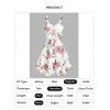 Mini Robe de Soirée d'Eté à Imprimé Fleurie à Volants avec Nœud Papillon de Vacances - Blanc M | US 6