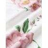 Mini Robe de Soirée d'Eté à Imprimé Fleurie à Volants avec Nœud Papillon de Vacances - Blanc XXXL