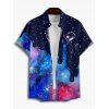 Chemise Boutonnée Galaxie Imprimée Partout à Manches Courtes - Bleu profond S