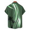 Chemise Décontractée Boutonnée Cocotier Ombrée Imprimé à Manches Courtes - Vert profond L