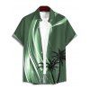 Chemise Décontractée Boutonnée Cocotier Ombrée Imprimé à Manches Courtes - Vert profond L