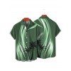 Chemise Décontractée Boutonnée Cocotier Ombrée Imprimé à Manches Courtes - Vert profond 5XL