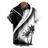 Chemise Décontractée Boutonnée Cocotier Ombrée Imprimé à Manches Courtes - Noir 5XL
