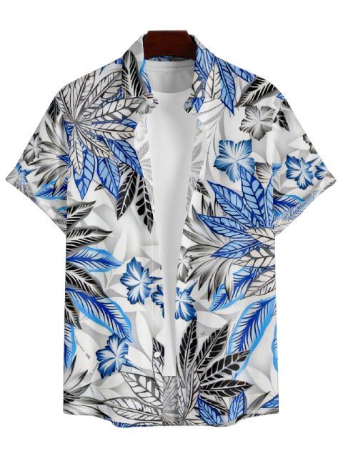 Chemise Décontractée Manches Courtes à Imprimé Plante pour Hommes