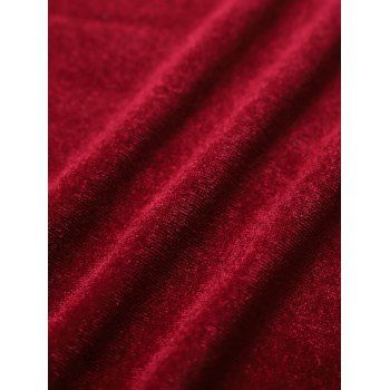 Sequins Skew Collar Mock Button Velour Party Dress