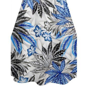 Plant Print V Neck High Waist Spaghetti Strap Dress Sleeveless Summer A Line Cami Dress 