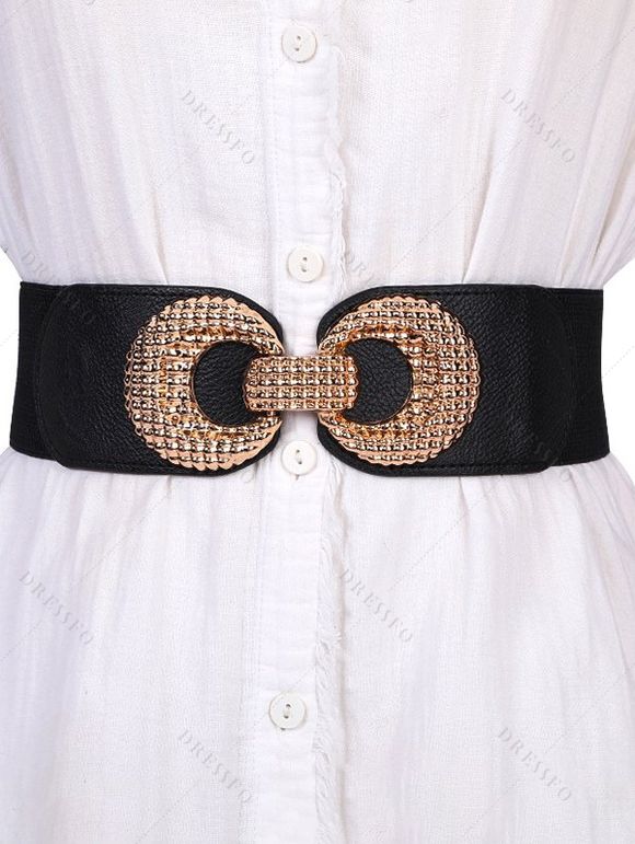 Ceinture Boucle en Métal à Taille Elastique - Noir 