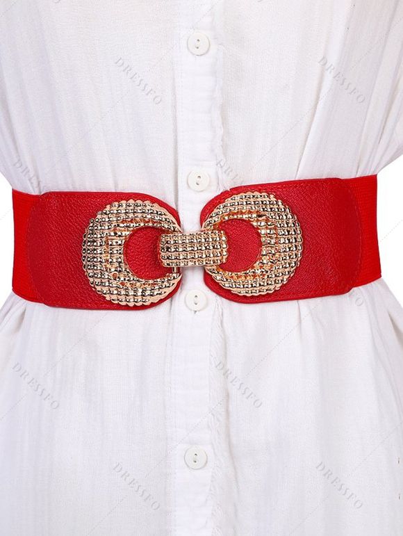 Ceinture Boucle en Métal à Taille Elastique - Rouge 