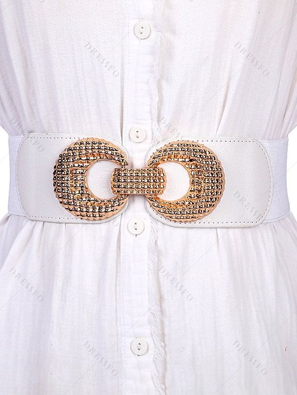 Ceinture Boucle en Métal à Taille Elastique - Blanc 