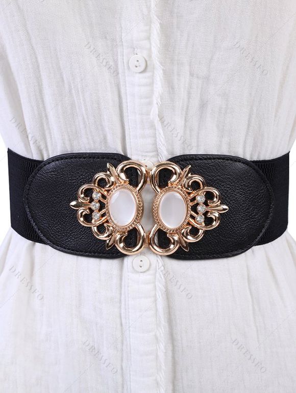 Ceinture Large Elastique Tendance - Noir 