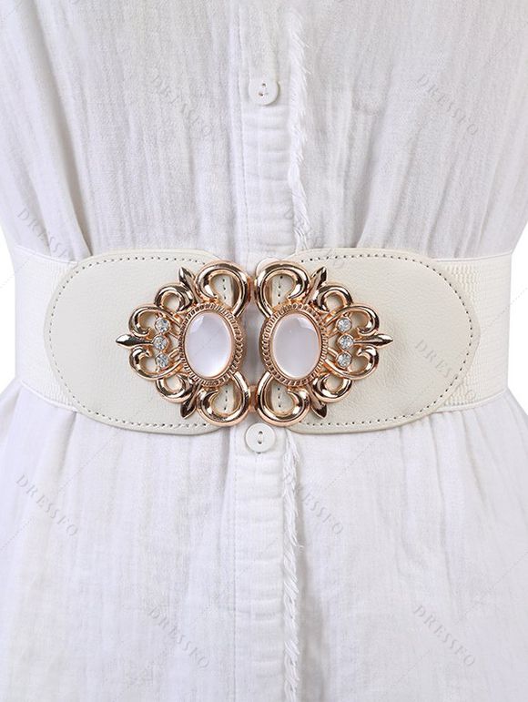 Ceinture Large Elastique Tendance - Blanc 