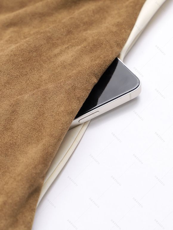 Robe Vintage Asymétrique en Couleur Contrastée à Lacets Ourlet à Volants Fausse Deux Pièces - café lumière XL | US 12