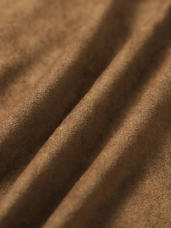 Robe Vintage Asymétrique en Couleur Contrastée à Lacets Ourlet à Volants Fausse Deux Pièces - café lumière XL | US 12