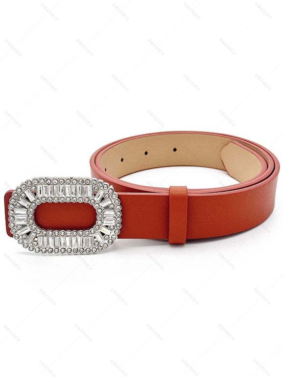 Ceinture Large Nouveauté Ornée de Strass - Orange Foncé 