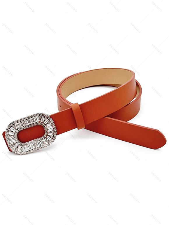 Ceinture Large Nouveauté Ornée de Strass - Orange Foncé 