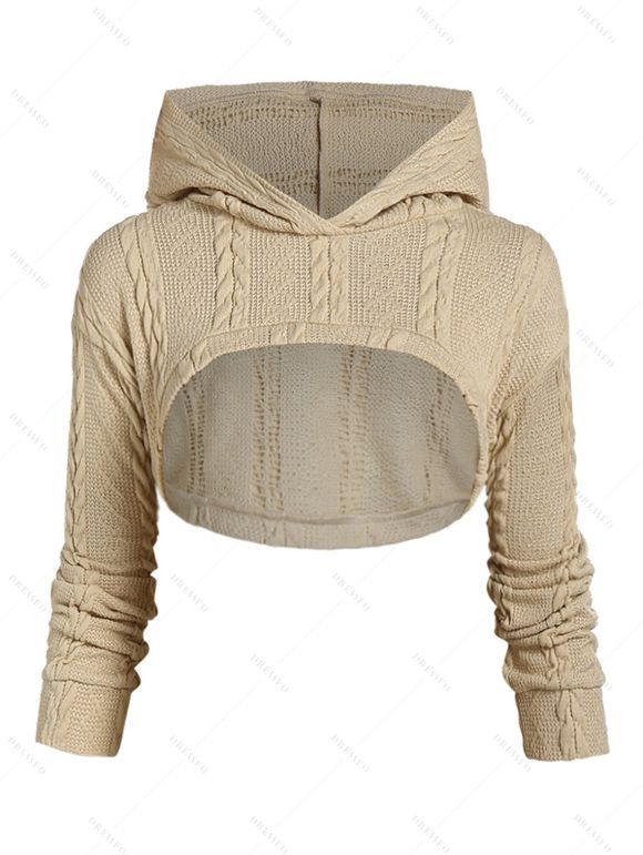 Ensemble de Pull à Capuche en Tricot à Câble et de Mini Robe - Jaune clair L | US 8-10