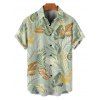 Chemise de Plage de Vacances Feuille Tropicale Imprimée Boutonnée Manches Courtes à Col Relevé - Vert clair S